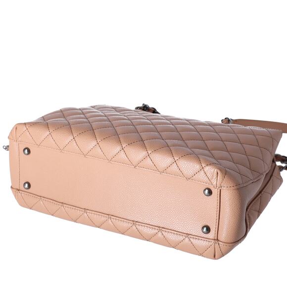 CHANEL Large City Shopping Tote Quilted Caviar Leather Beige - Picture 7 of 7